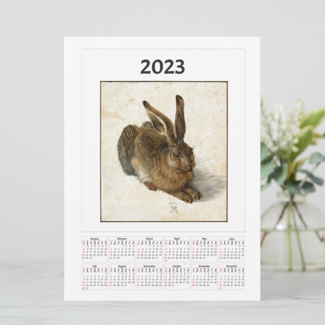 Young Hare Calendar för 2023 Albrecht Dürer (Stående Fram)