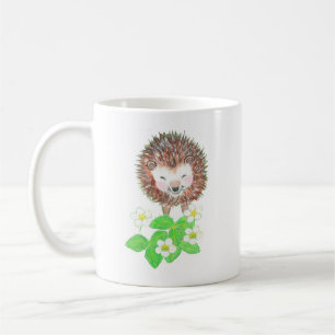 Young Hedgehog & Vild Strawberry Flowers Kaffemugg