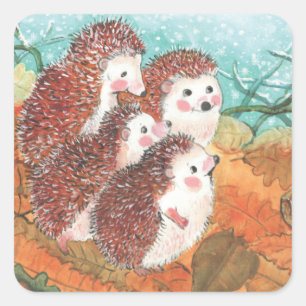Young Hedgehogs Fyrkantigt Klistermärke