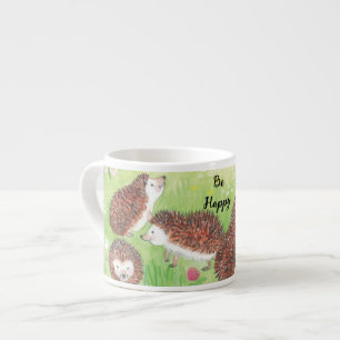 Young Hedgehogs i Meadow Be Lycklig Espressomugg