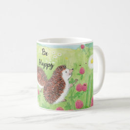 Young Hedgehogs i Meadow Be Lycklig Kaffemugg