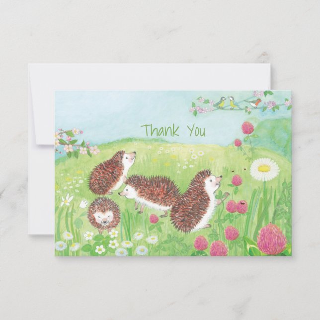 Young Hedgehogs i Meadow Tack Kort (Framsida)