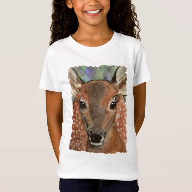 Young Hjort Cute Fawn Wildlife Baby Tee Shirt (Framsida)