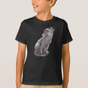 Young Howling Varg Cute Grått Varg Art Tee Shirt