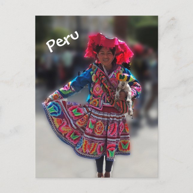 Young Inka Girl i Arekpa Peru Vykort (Framsida)