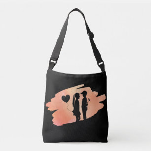 Young Kärlek Girl and Boy Silhouette Axelväska