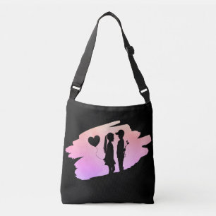 Young Kärlek Girl and Boy Silhouette Crossbody Bag Axelväska