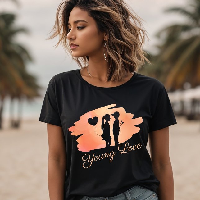 Young Kärlek Valentines par Silhouette T-Shirt (Skapare uppladdad)