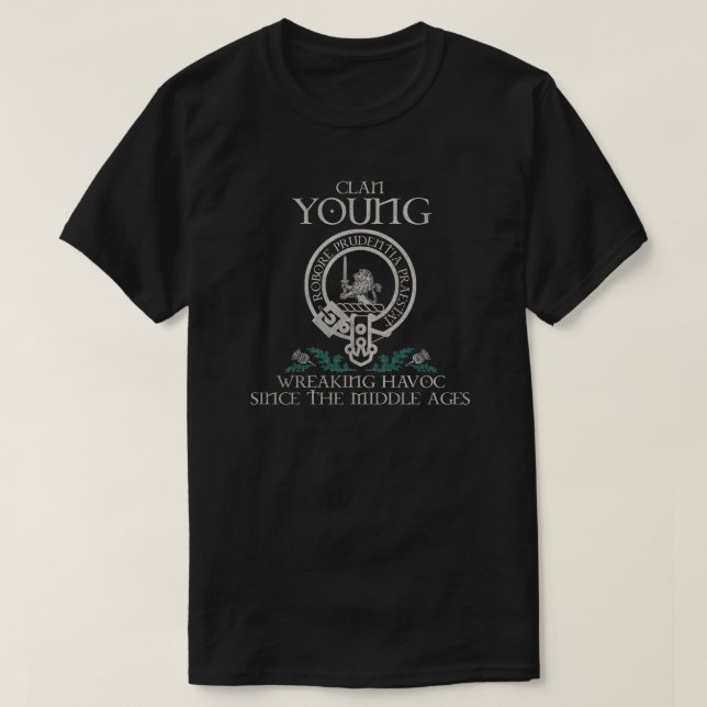 Young Klan vapensköld Scottish surname tartan This T Shirt (Design framsida)