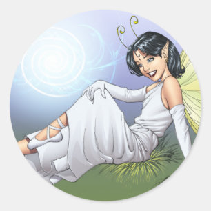 Young Magic Elf Fairy by Al Rio Runt Klistermärke