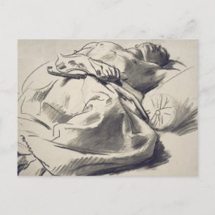 Young Man i Bed Vykort