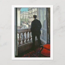 Young Man i Window av Gustave Caillebotte Vykort