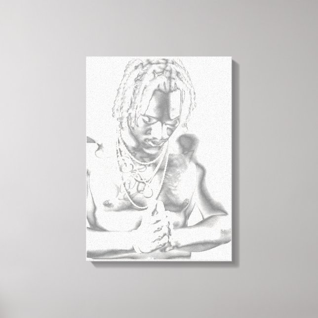 Young Man in Prayer Canvas Black White (Framsida)