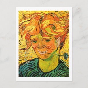 Young Man med Cornblomma Van Gogh Fine Art Vykort