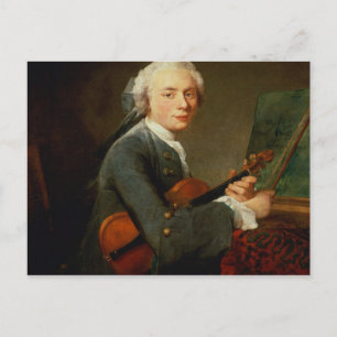 Young Man med Violin Vykort
