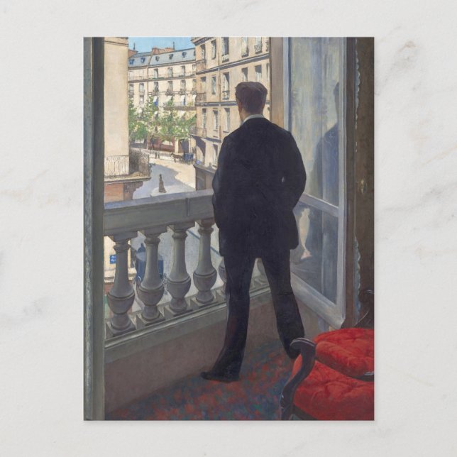 Young Man på hans fönster av Gustave Caillebotte Helg Vykort (Framsida)