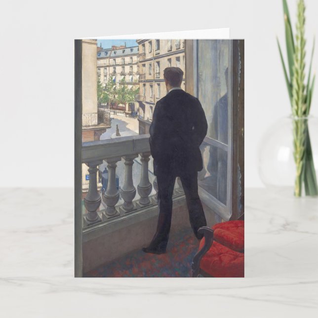 Young Man på hans fönster av Gustave Caillebotte Kort (Framsida)