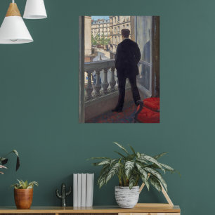 Young Man på hans fönster av Gustave Caillebotte Poster