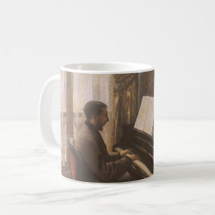 Young Man spelar Piano av Gustave Caillebotte Kaffemugg