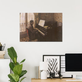 Young Man spelar Piano av Gustave Caillebotte Poster