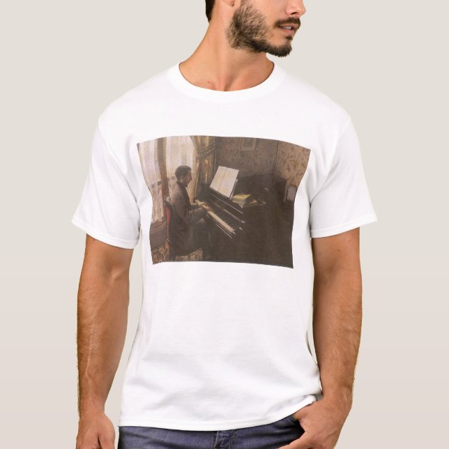 Young Man spelar Piano av Gustave Caillebotte T-shirt (Framsida)