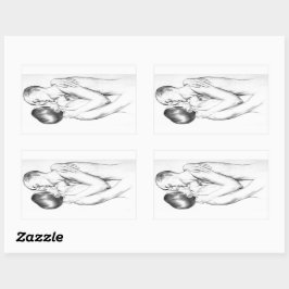 Young Manar i Kärlek Kissing (Vintage Gay Art) Rektangulärt Klistermärke