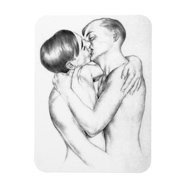 Young Manar Kissing (Vintage Gay Art) Magnet (Vertikal)