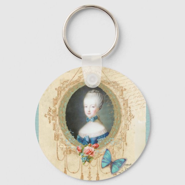 Young Marie Antoinette Butterfly Art-utskrift Nyckelring (Framsida)