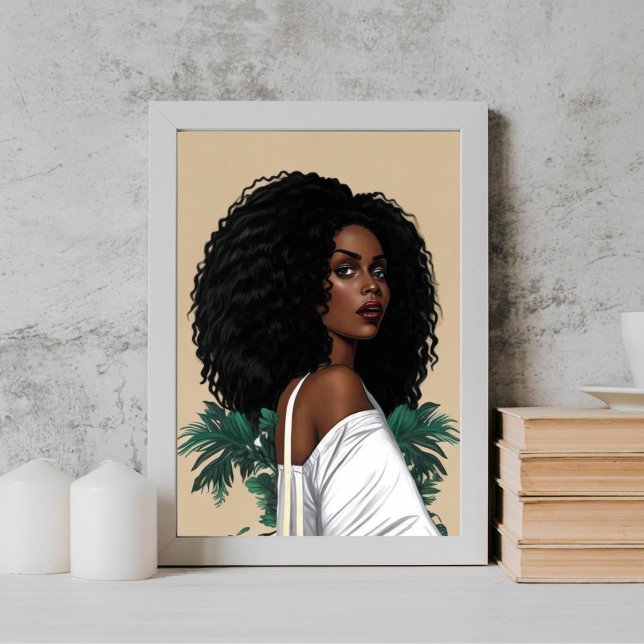 Young Modern Black Afro Girl illustrerar Poster (Skapare uppladdad)
