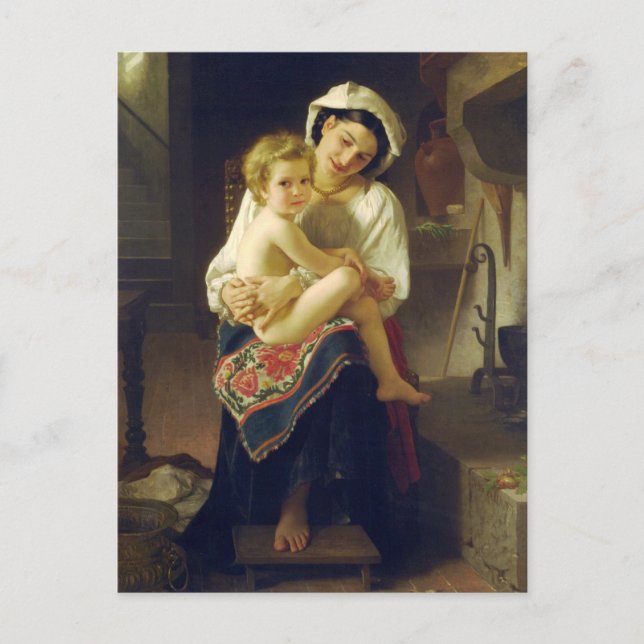 Young Mor Gazing at Child av Bouguereau Vykort (Framsida)
