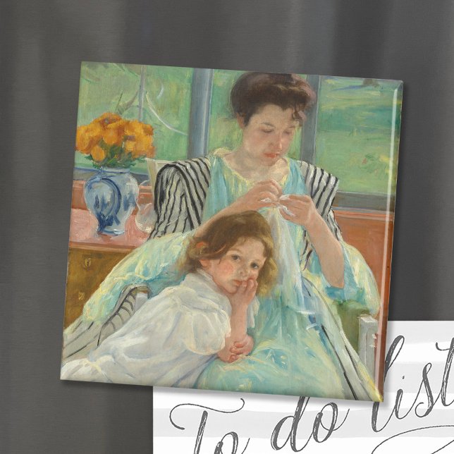 Young Mor Sewing | Mary Cassatt Magnet (Skapare uppladdad)