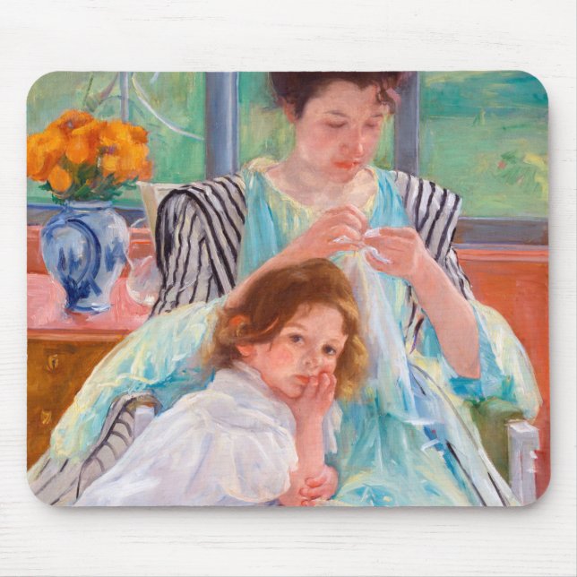 Young Mor Sewing, Mary Cassatt Musmatta (Framsidan)