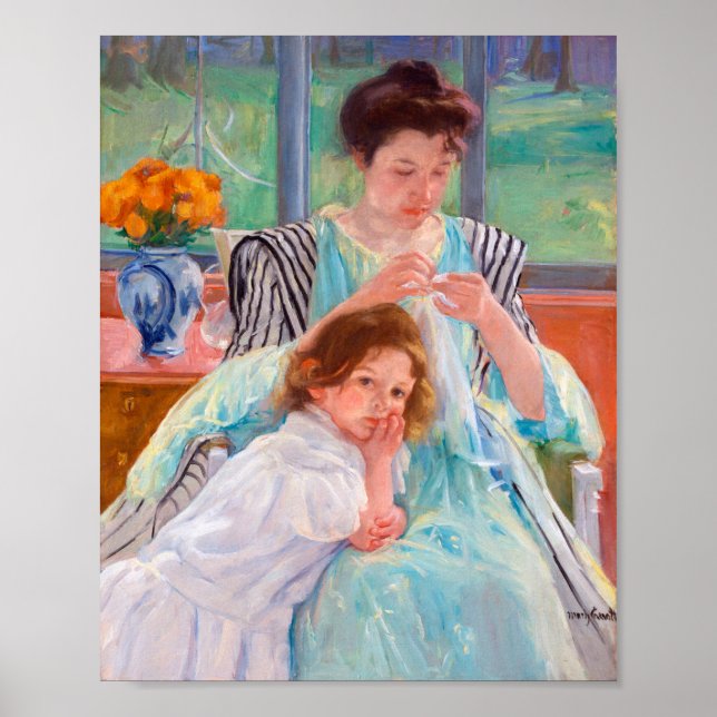 Young Mor Sewing, Mary Cassatt Poster (Framsidan)