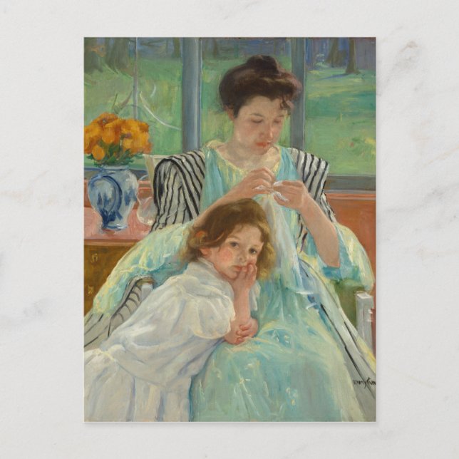 Young Mor Sewing Vykort (Framsida)