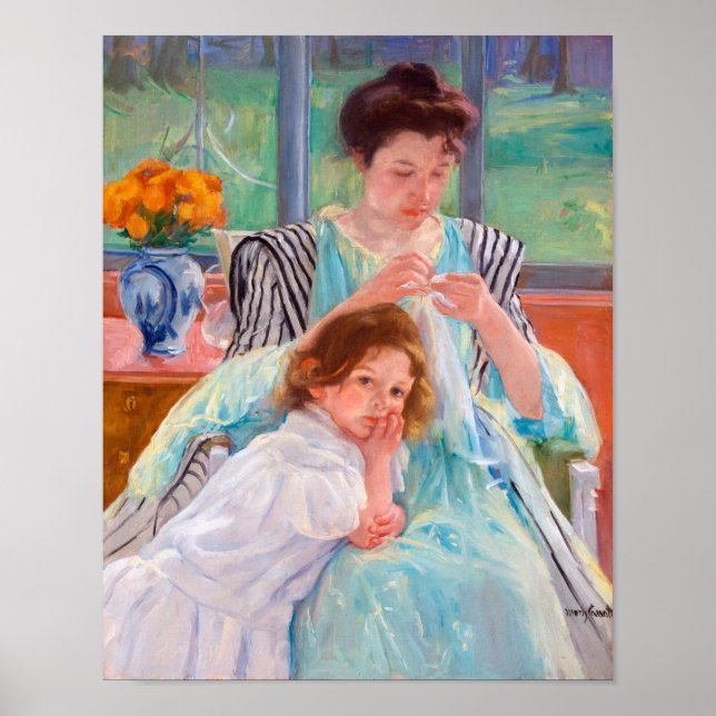 Young Mother Sewing, Mary Cassatt Poster (Framsidan)