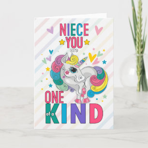 Young Niece Rainbow Unicorn Valentine Day Helgkort