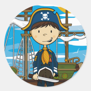 Young Pirat kapten Sticker Lakan Runt Klistermärke