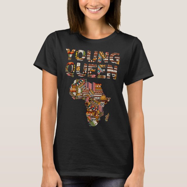 Young Queen Black History African American Kente G T Shirt (Framsida)