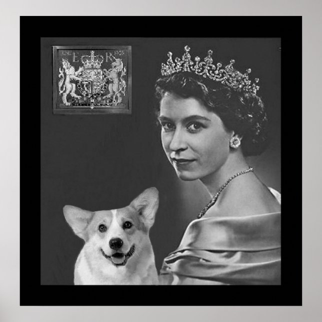 Young Queen Elizabeth II och corgi hund Poster (Framsidan)