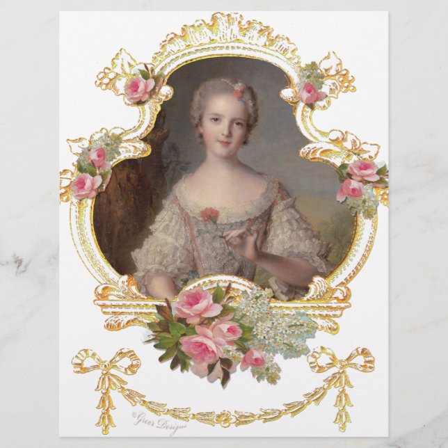 Young Queen Marie Antoinette Rosa ros Cards Reklamblad (Framsidan)