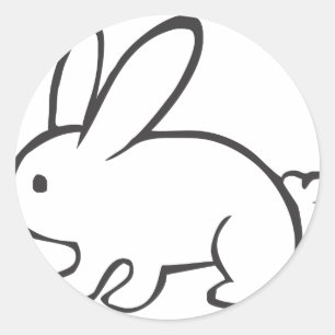 Young Rabbit in Black and White Sketch Runt Klistermärke