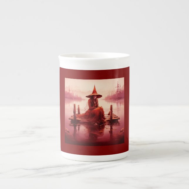 Young Red Witch Sits on Broken Pier Benporslin Mugg (Framsidan)