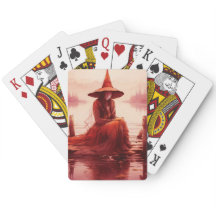 Young Red Witch Sits on Broken Pier