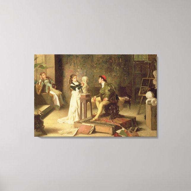 Young Sculptress (olja på canvas) Canvastryck (Framsida)