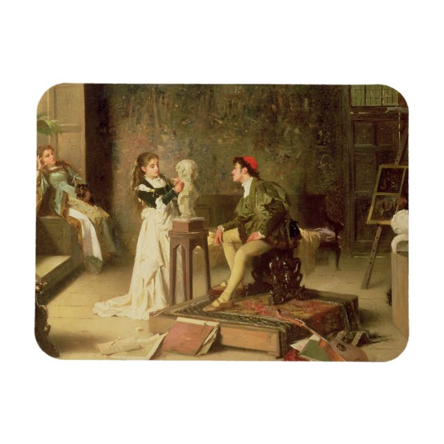 Young Sculptress (olja på canvas) Magnet (Horisontell)