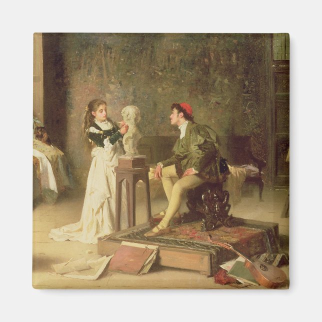 Young Sculptress (olja på canvas) Magnet (Framsidan)