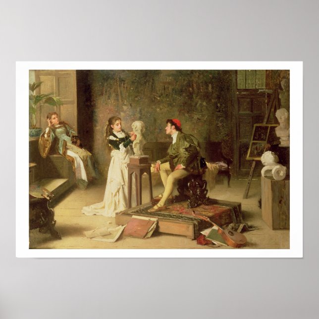 Young Sculptress (olja på canvas) Poster (Framsidan)