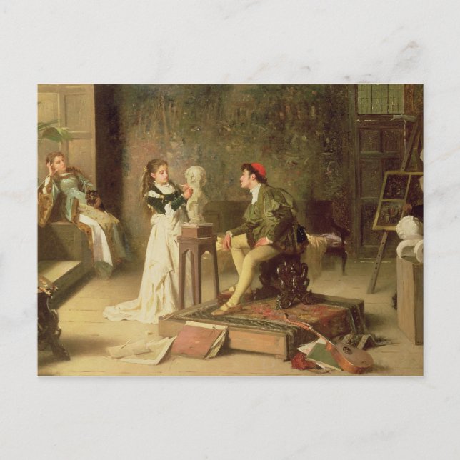 Young Sculptress (olja på canvas) Vykort (Framsida)