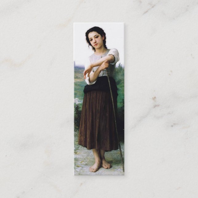 Young Shepherdes Bookmark av William Bouguereau Mini Visitkort (Framsida)