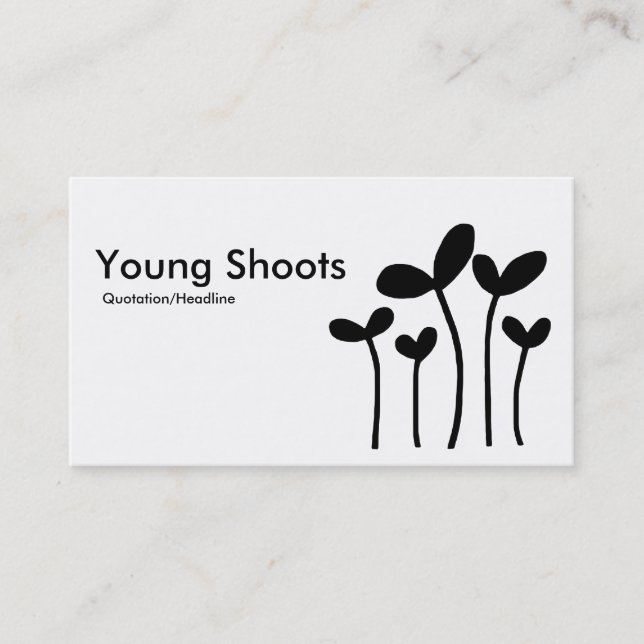 Young Shoots v2 - Black on White Visitkort (Framsida)